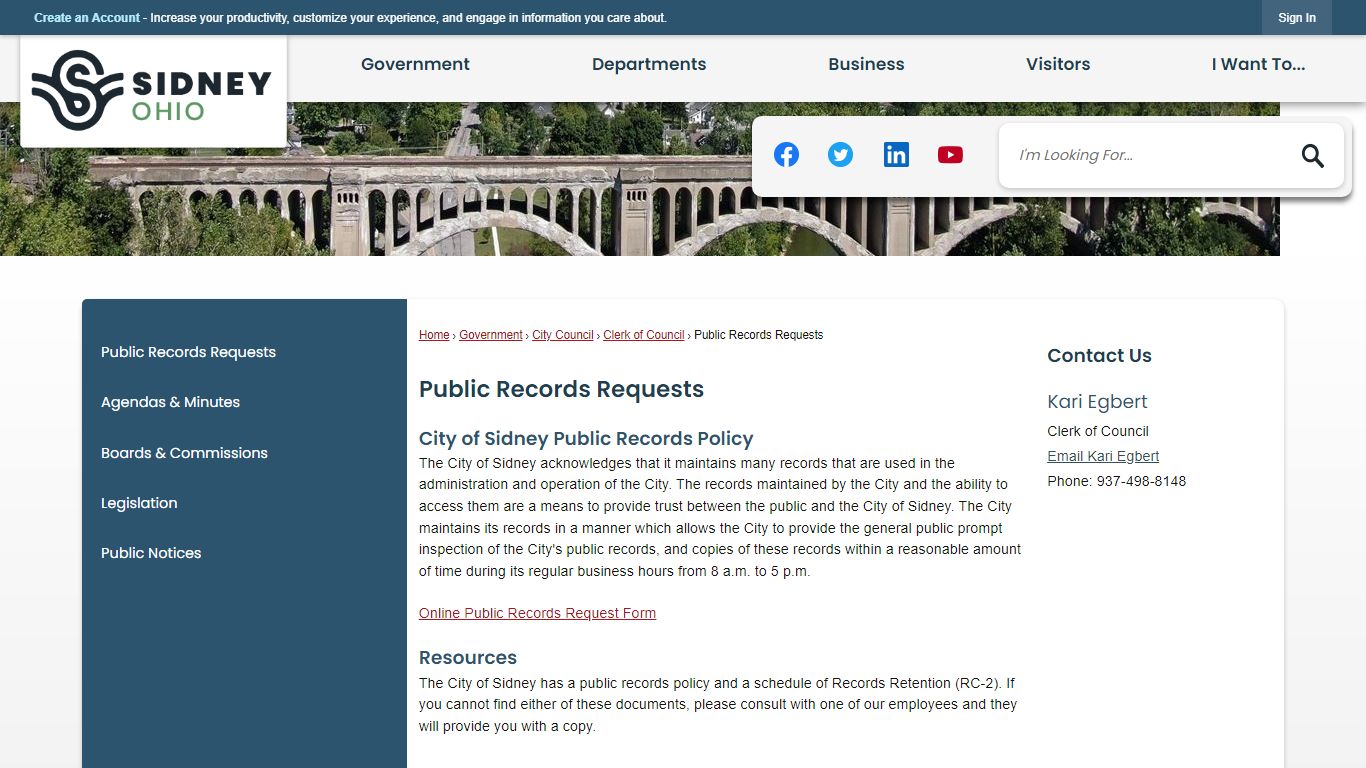 Public Records Requests | Sidney, OH