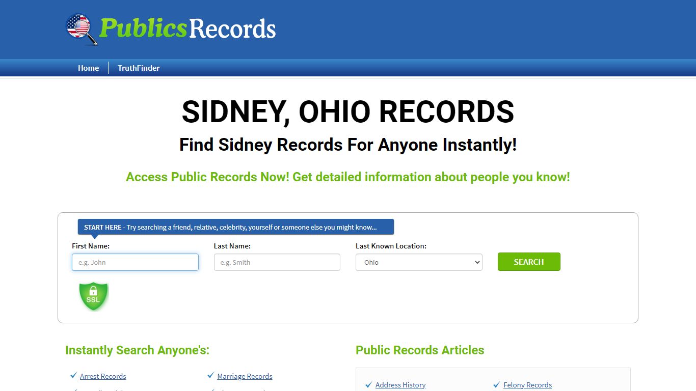 Find Sidney, Ohio Records!